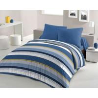 HOME PASSION STANIS microvezel dekbedset - 1 dekbedovertrek 240 x 260 cm + 2 kussenslopen 63 x 63 cm - Blauw