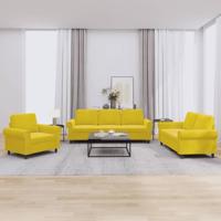 3-delige Loungeset met kussens fluweel geel