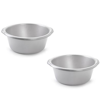 PlasticForte Afwasteil - 2x stuks - 6 liter - rond - zilvergrijs - afwasbak - camping