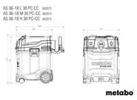 Metabo nat/droog stofzuiger "as 36-18 l 30 pc-cc". battery vacuum cleaner me as 36-18 l30 pc-cc