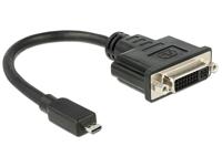 Delock 65563 HDMI / DVI Adapter [1x HDMI-stekker D micro - 1x DVI-bus 24+5-polig] Zwart 20.00 cm