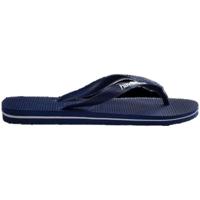 Heren Slippers Havaianas Logo Filete Blauw