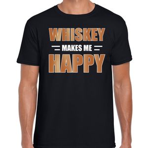 Whiskey makes me happy drank t-shirt / kleding zwart voor heren