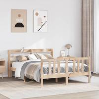 Bedframe met hoofdbord massief grenenhout 135x190 cm