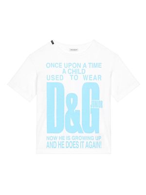 Dolce & Gabbana Kids t-shirt à slogan imprimé - Blanc
