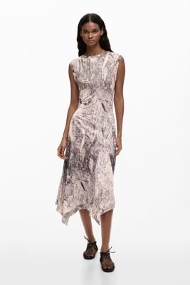 Gedrapeerde A-lijnjurk - BLACK - L