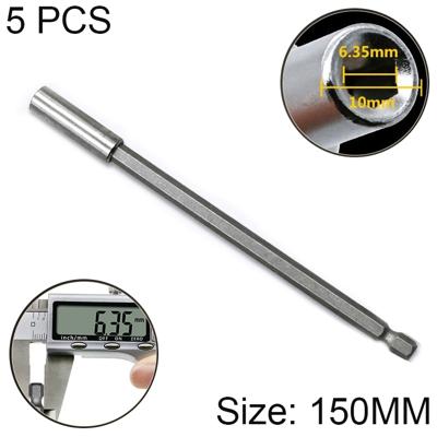 5 stuks 1/4 elektrische Batch hoofd hoog magnetisme drijfstang pistool boor extensie staaf hoes snel draaien Joint lengte: 150mm