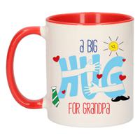 Cadeau koffie/thee mok voor opa - rood - big hug - 300 ml - verjaardag - thumbnail