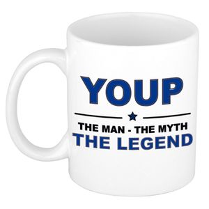 Youp The man, The myth the legend cadeau koffie mok / thee beker 300 ml