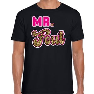 Verkleed t-shirt voor heren - Mr. Fout met panterprint - zwart/roze - carnaval