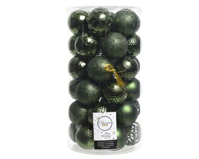 Kerstbal glans mix dia6cm dennen groen - Decoris