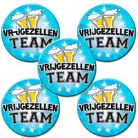 8x stuks grote blauwe vrijgezellen heren team button 10 cm - thumbnail