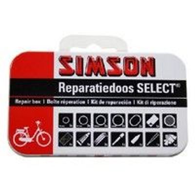 Simson Reparatiedoos select 12,5 cm aluminium rood/wit 23-delig