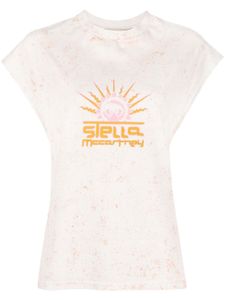 Stella McCartney t-shirt imprimé à mancherons - Blanc