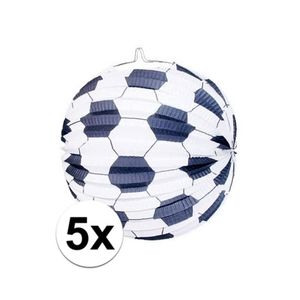 5x stuks Voetbal thema versiering lampionnen van 24 cm