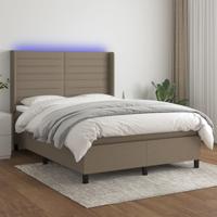 Boxspring met matras en LED stof taupe 140x190 cm