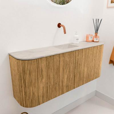 Toiletmeubel Mondiaz Joya Dlux | 103.2 cm | Meubelkleur Oak | Faye wastafel Ostra Wasbak Midden | Zonder kraangat(en)