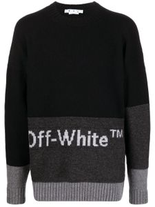 Off-White pull colour block à logo en intarsia - Noir