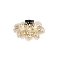 QAZQA Smart plafondlamp zwart met amber glas incl. 4 Wifi G9 - Uvas QAZQA Smart plafondlamp zwart met amber glas incl. 4 Wifi G9 - Uvas