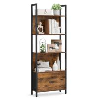 Hoekboekenkast met lade en stalen frame, 60B cm