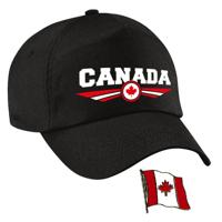 Canada supporters setje - baseballcap print zwart - colbert pin broche vlag - volwassenen