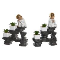 Decoratieve figuren DKD Home Decor Zwart Gouden Wit Hars Monnik Orientaals (21 x 7,5 x 25 cm) (2 Stuks)