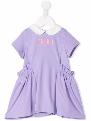Fendi Kids robe évasée à logo brodé - Violet