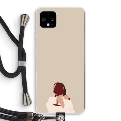I drink wine: Pixel 4 XL Transparant Hoesje met koord
