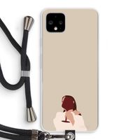 I drink wine: Pixel 4 XL Transparant Hoesje met koord