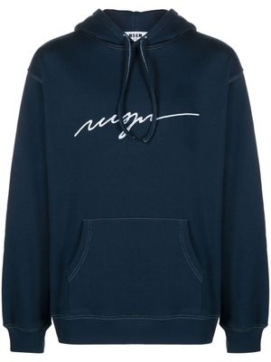 MSGM hoodie en coton à logo brodé - Bleu
