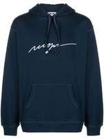 MSGM hoodie en coton à logo brodé - Bleu