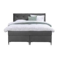 Leen Bakker - Boxspring Liv Geruit - 140x200 Cm - Slanke Poot - Stof/Velvet - Grijs