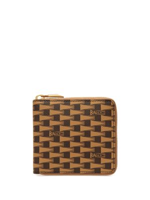 Bally portefeuille zippé à motif monogrammé - Marron