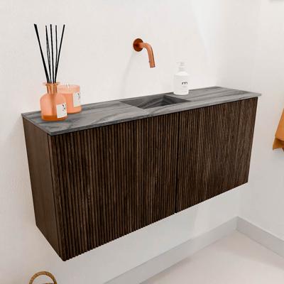 Toiletmeubel Mondiaz Joya Dlux | 90 cm | Meubelkleur Walnut | Faye wastafel Sombra Wasbak Midden | Zonder kraangat(en)