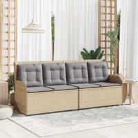 Tuinbank met kussen Beige Poly riet