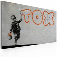 Schilderij - Banksy - Wallpaper Graffiti, 40x60cm , wanddecoratie , premium print op canvas - thumbnail