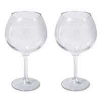 2x stuks onbreekbare kunststof camping rode wijn/gin tonic ballon glazen 780 ml