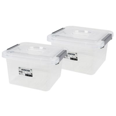 Urban Living Opberg box - 2x - 6 liter - 27 x 25 x 16 cm - met deksel en clips - waterdicht
