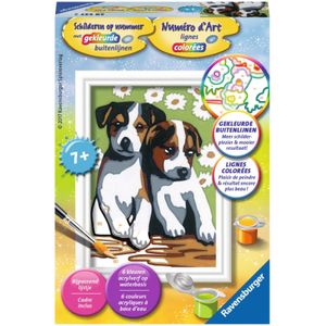 Puppies schilderen op nummer