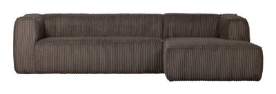 WOOOD Loungebank 'Bean' Rechts, Rib, kleur Mud