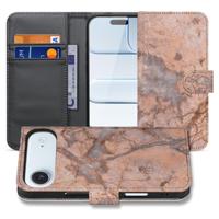 Apple iPhone Air | Book Case | Marmer Oranje Met Pasjeshouder Kunstleer Premium Luxueus