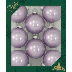 8x Glanzende lichtpaarse kerstboomversiering kerstballen van glas 7 cm   -