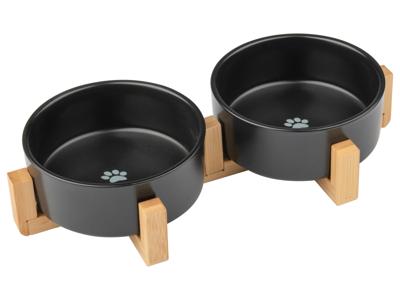 zoofari Voerbak (Dubbele kom, Zwart)