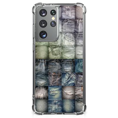 Anti Shock Bumper Case Samsung Galaxy S21 Ultra Spijkerbroeken Anti Shock Bumper Case Samsung Galaxy S21 Ultra Spijkerbroeken