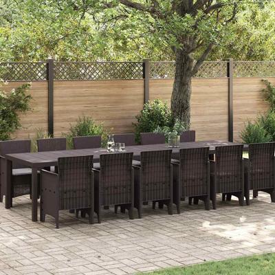13-delige tuinset met kussens Bruin Poly Rattan