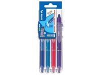 Pilot FriXion Ball Clicker Intrekbare pen met clip Blauw, Lichtblauw, Roze, Violet 4 stuk(s) - thumbnail