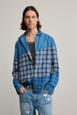 Geruit patch-overhemd - BLUE - S