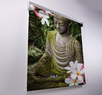 Zen rolgordijn mit bloemen groene boeddha