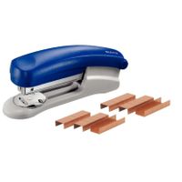 Metalen nietmachine blauw 11,5 cm inclusief 2000 nietjes