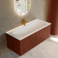 Badmeubel Mondiaz Kurve | 110 cm cm | Meubelkleur Ruby | Wastafelkleur Talc | Solid surface | Wasbak midden spoelbak | 1 kraangat